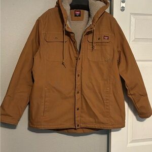 Men's Tan Hooded Jacket with Sherpa Lining